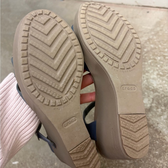 Crocs Leigh II ankle strap canva  Navy Wedge Sandals - Picture 5 of 6